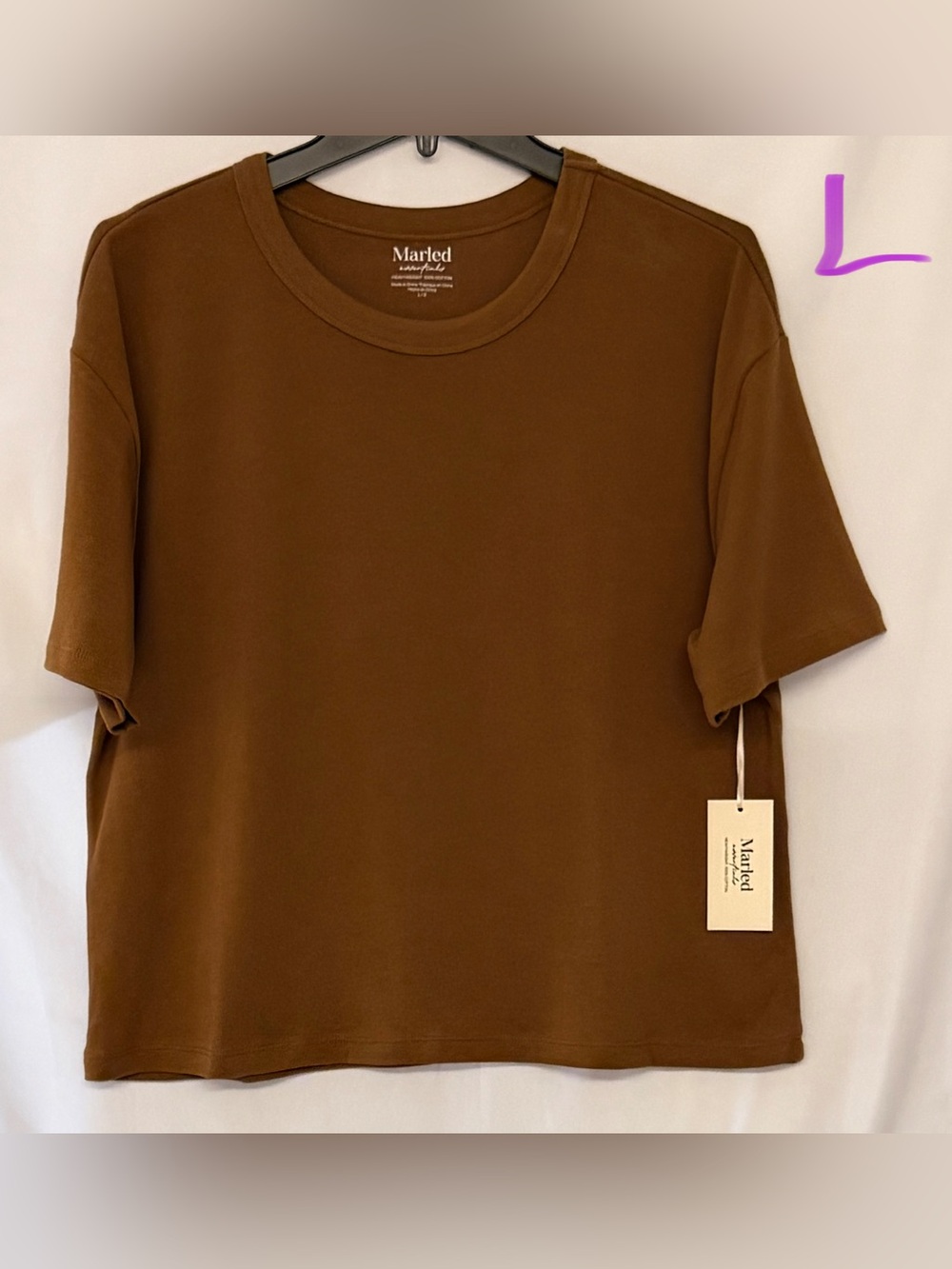 Marled Short-Sleeve Crewneck Tee in Brown